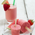Kid's Watermelon Strawberry Shake and Frozen Smoothie Pops